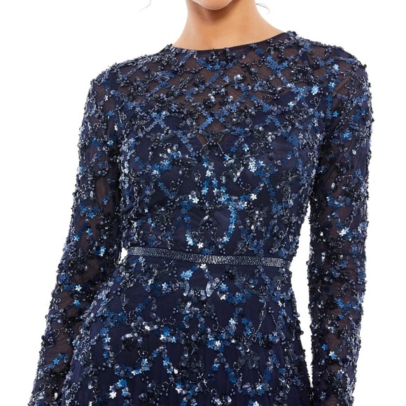 Mac Duggal Navy Sequin Gown - Picture 3 of 15